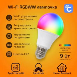 Умная лампочка RGB+CW с цоколем E27 Apple HomeKit