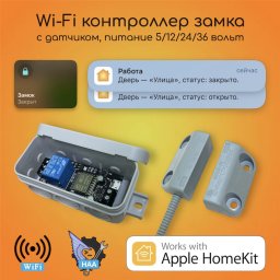 Контроллер замка калитки с датчиком положения двери 5/12/24/36 вольт Apple HomeKit